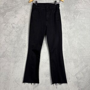 Mother The Hustler Ankle Fray Not Guilty Black High Rise Flare Jeans 26 Minimal
